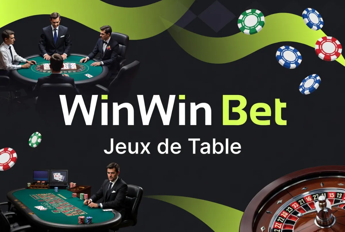 Jeux de table WinWin Bet Senegal avec roulette, blackjack et poker en direct